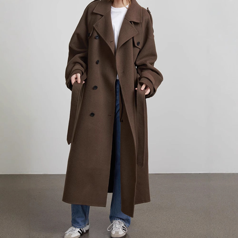 Oversized trench coat for women in high-quality wool blend with double breasted Lune London
