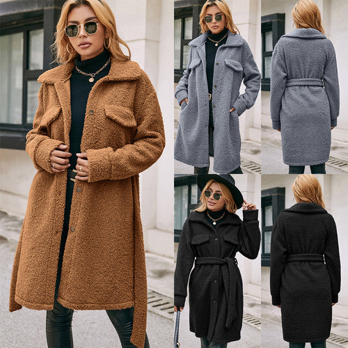 Ladies Cozy Teddy Jacket with Spacious Pockets and Chic and Stylish Button Details