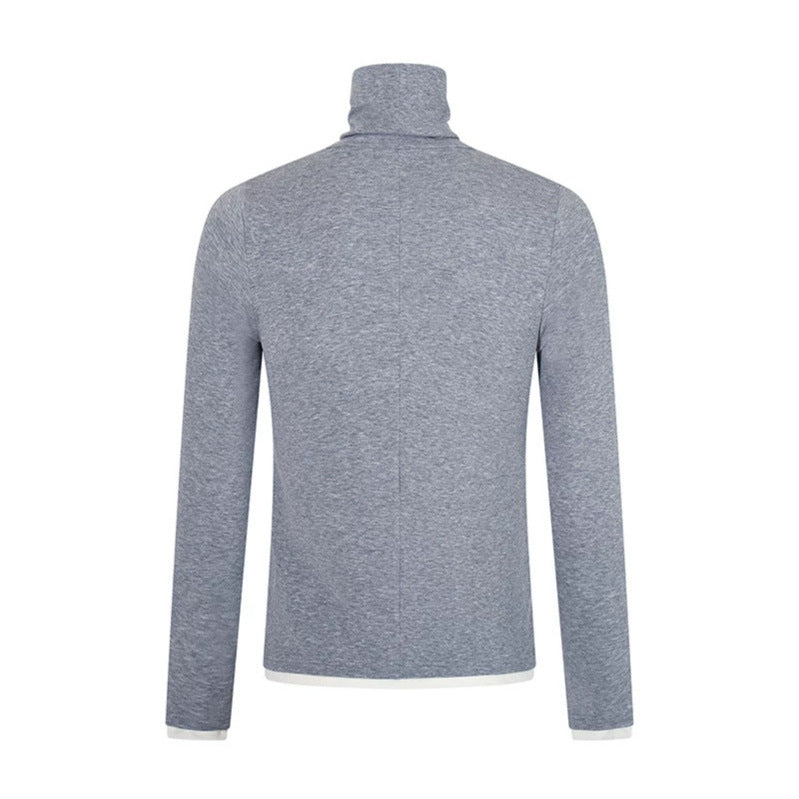 Men's Slim-Fit Turtleneck Fine Knit Shirt with Melange Jersey and Stretch Amarae