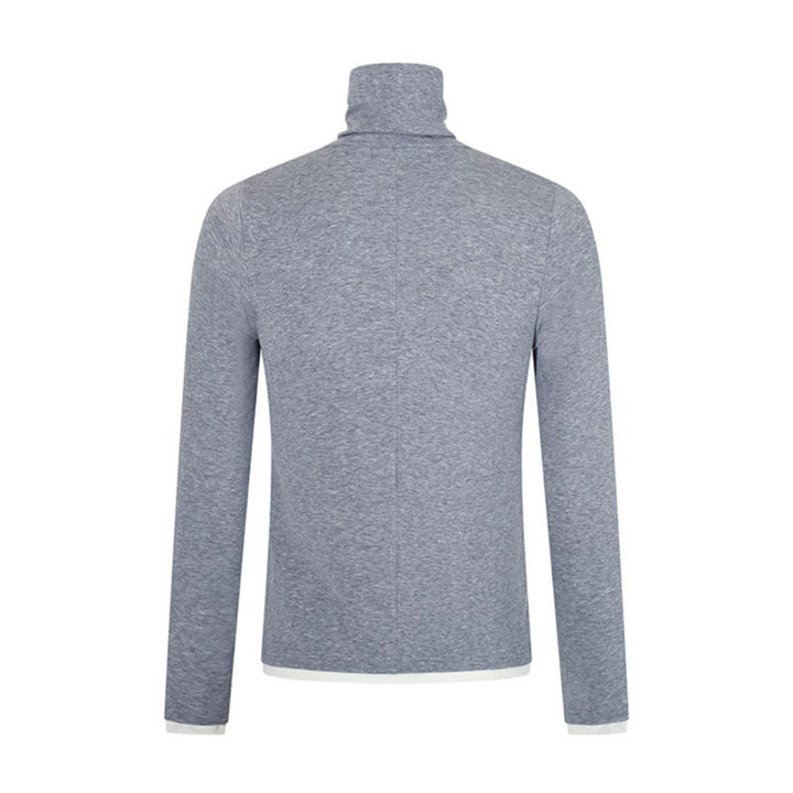 Men's Slim-Fit Turtleneck Fine Knit Shirt with Melange Jersey and Stretch Amarae
