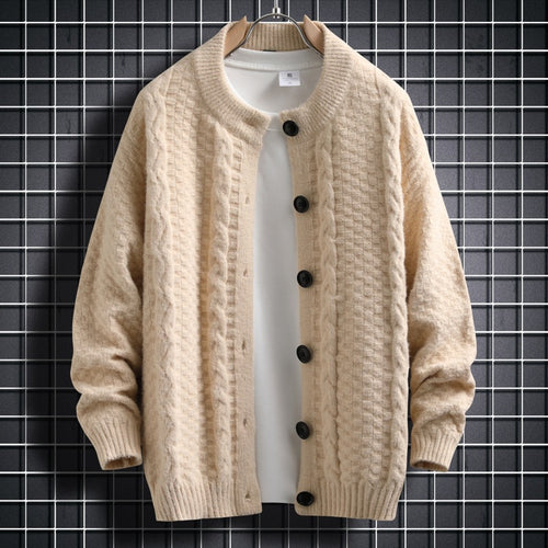 Women knitted cardigan with twisted pattern and buttons down the entire length Amarae