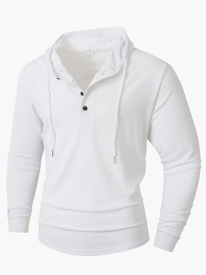 Men's Hoodie with buttoned collar and drawstring Lune London