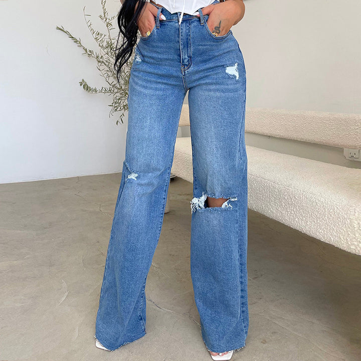 Women Vintage Loose Jeans in Distressed Style with High Waist Chic & Stylish
