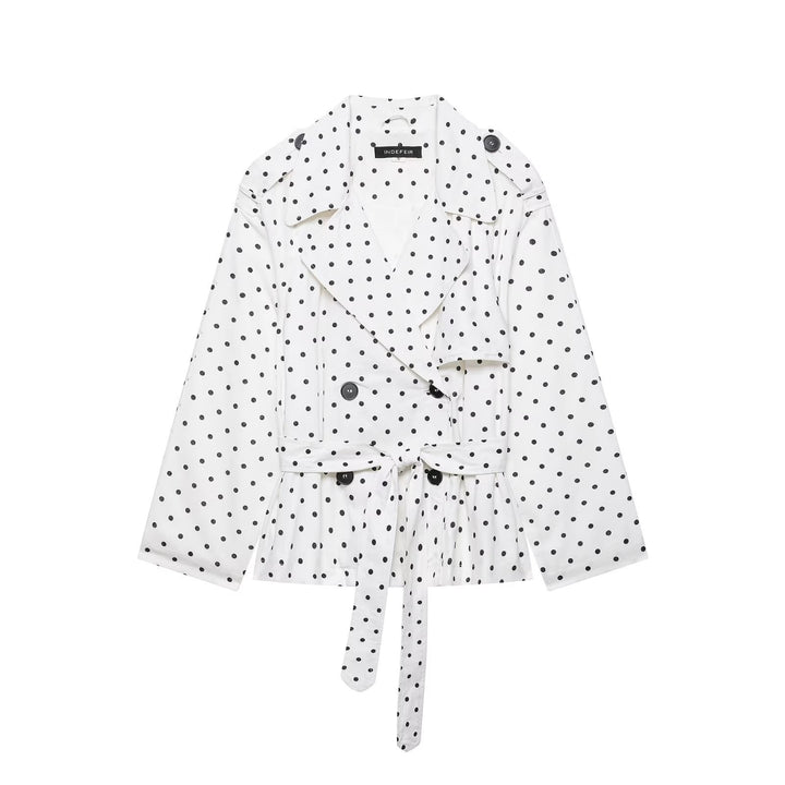 Women's short trench with waist belt and polka dot pattern Amarae