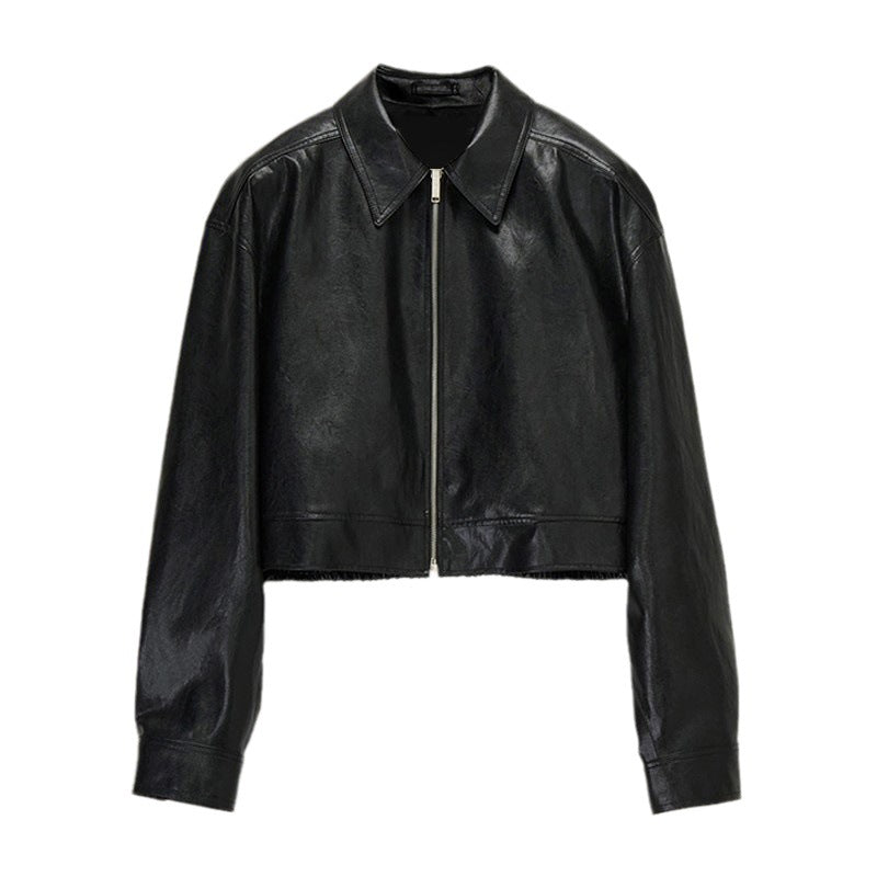 Women's leather jacket with modern oversized cut and innovative details Lune London