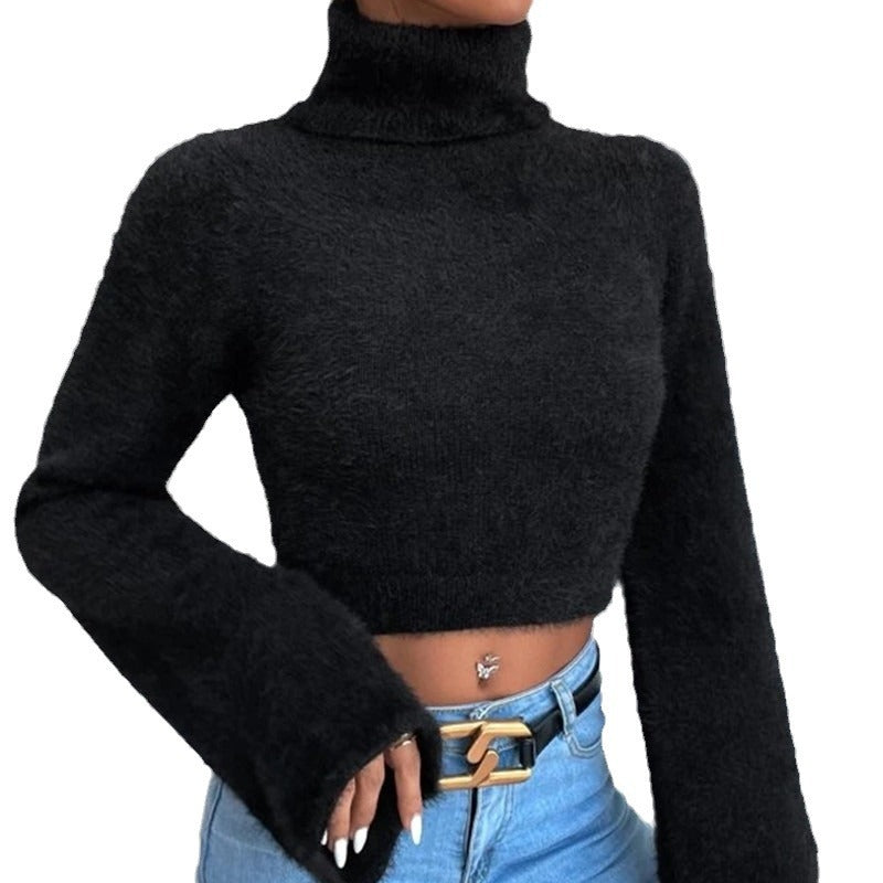 Close-fitting women's turtleneck top with oversized sleeves Lune London