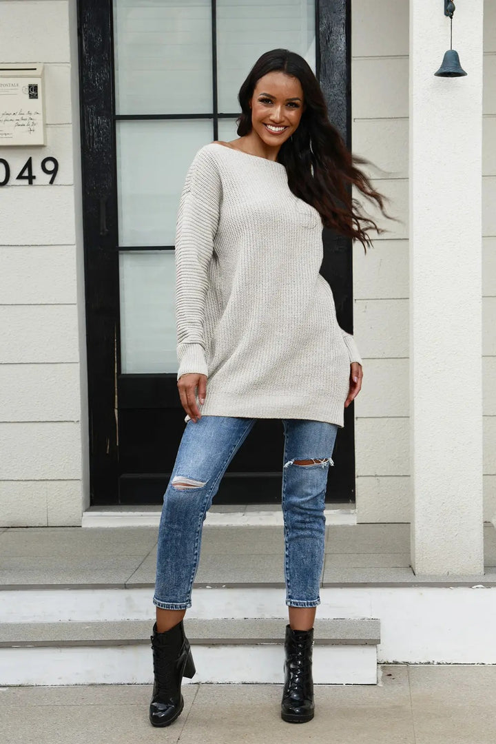 Oversized knit sweater for women with a soft textured pattern Lune London