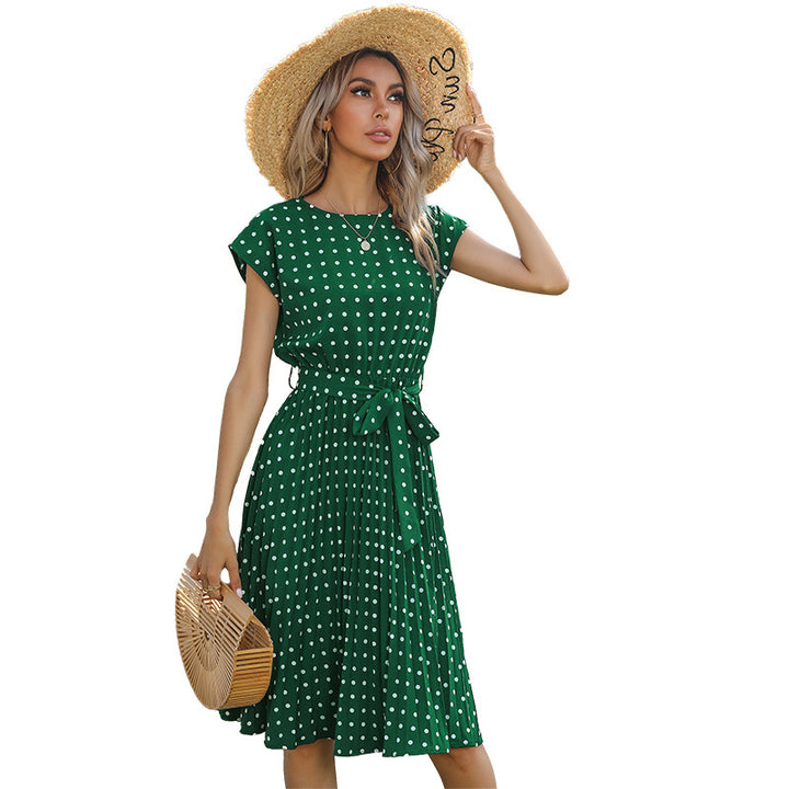 Lune London Women's A-line Polka Dot Dress with Waist Cord