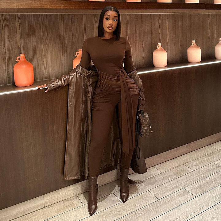 Women complete outfit elegant with refined draping Amarae