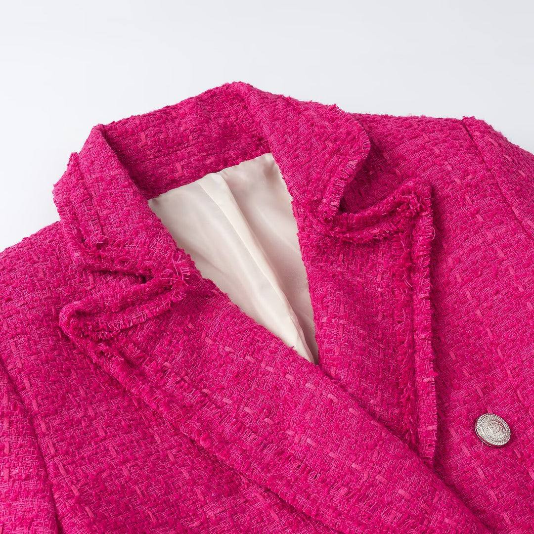 Women's Two-Piece Tweed Set with Short Blazer and Pleated Mini Skirt Amarae