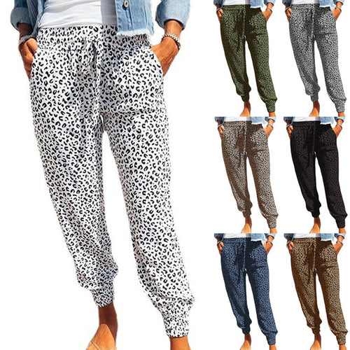 Casual leopard print jogging pants for women with elastic waistband Amarae
