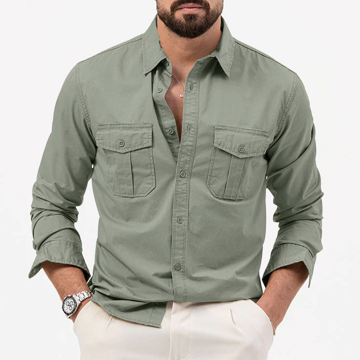 Men's long sleeve shirt with chest pockets and modern fit Amarae
