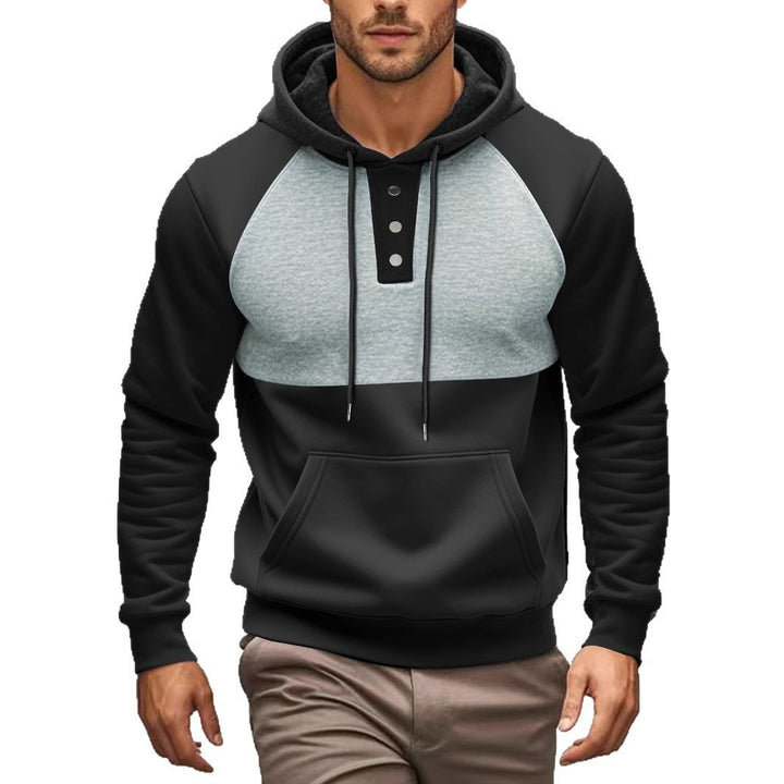 Men's stylish hoodie with contrasting color zone and practical button details Lune London