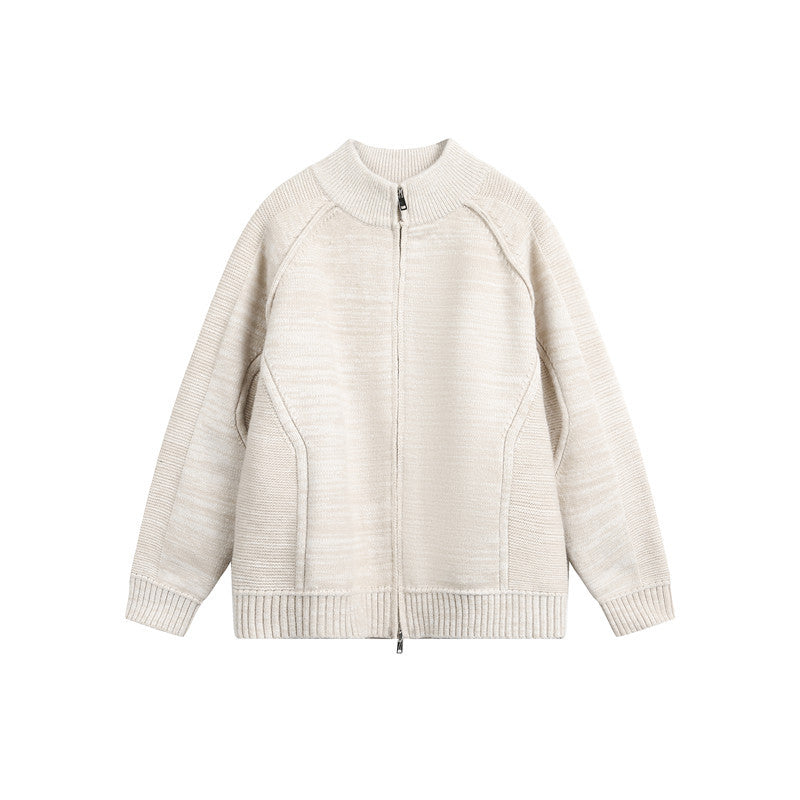Unisex Knit Zip Jacket with Stand-up Collar, Raglan Sleeves and Ribbed Cuffs Amarae