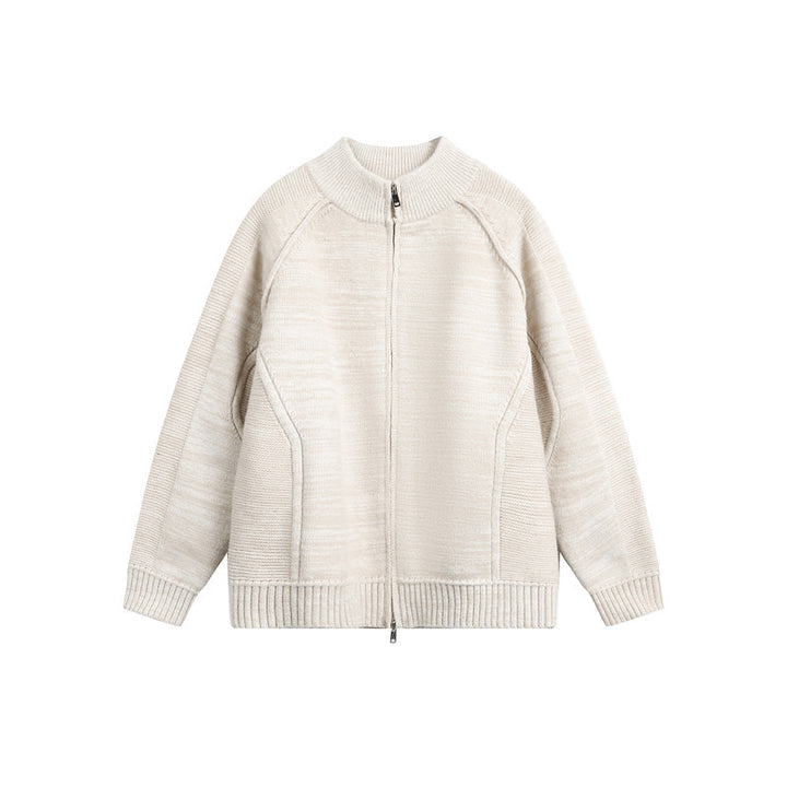 Unisex Knit Zip Jacket with Stand-up Collar, Raglan Sleeves and Ribbed Cuffs Amarae