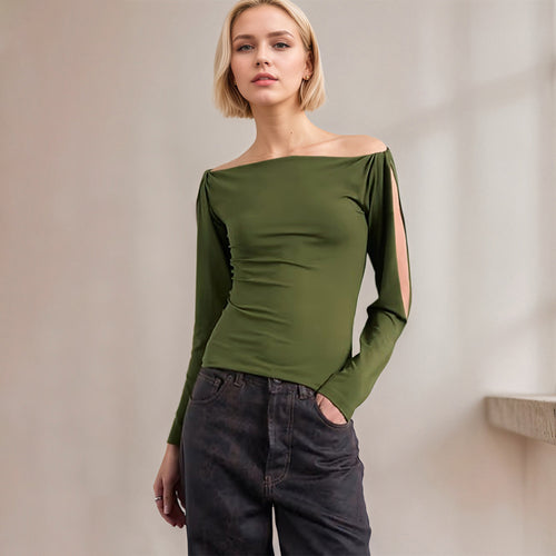 Haut féminin avec encolure asymétrique et manches ouvertes Chic & Stil