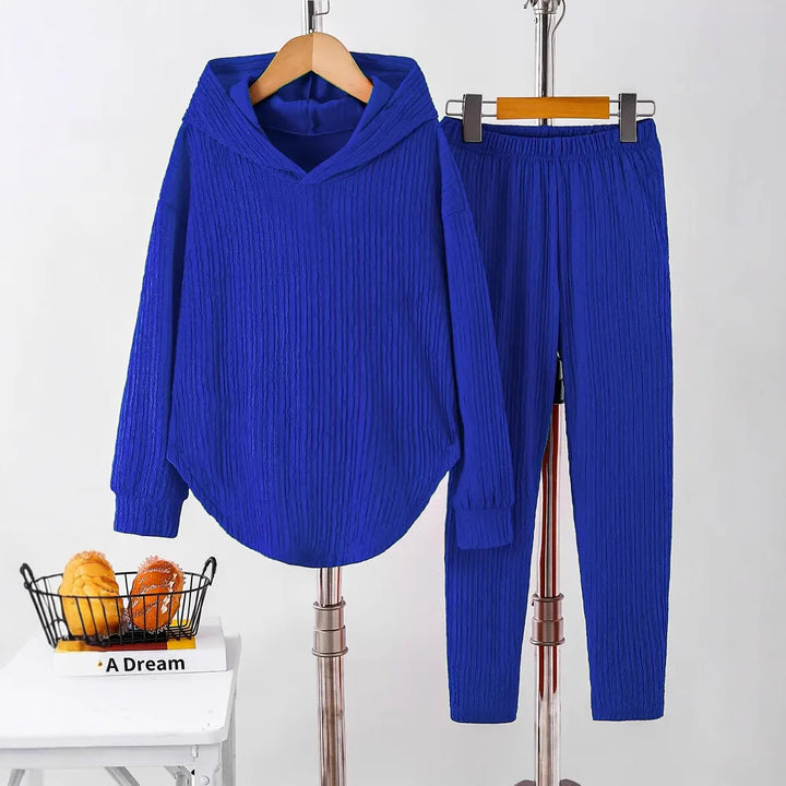 Lune London textured design casual sweatshirt and pants set for women