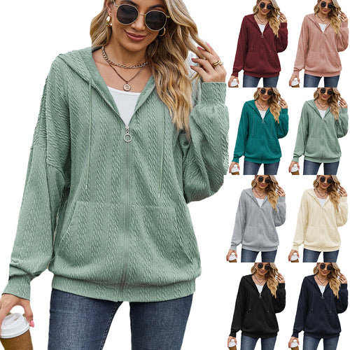 Ladies Oversized Hoodie with Textured Pattern and Practical Pockets Amarae