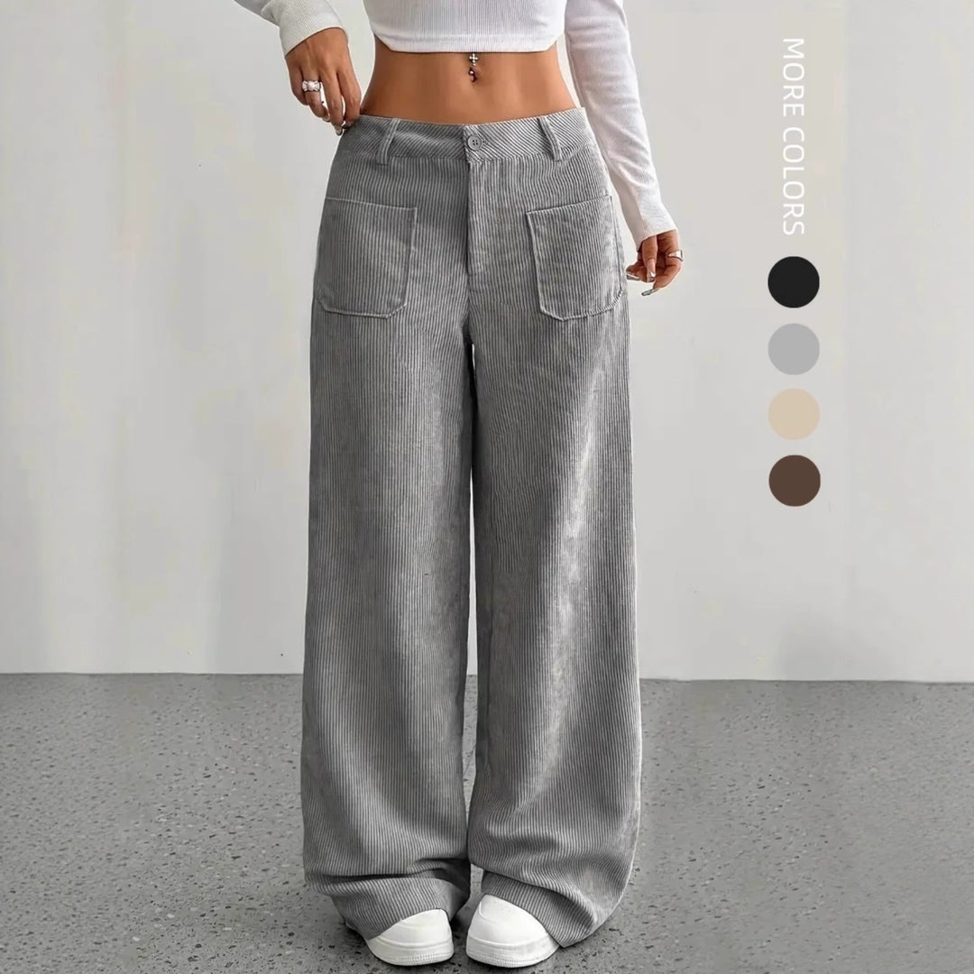 Wide corduroy pants for women with pockets Lune London