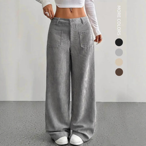 Wide corduroy pants for women with pockets Amarae