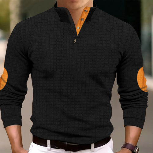 Men's Comfortable Sweatshirt with Button Placket and Contrasting Elements Amarae