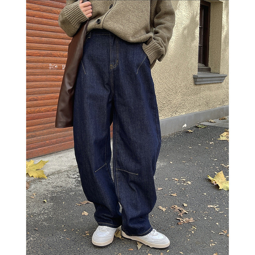 Women's Wide Baggy Jeans in Relaxed Fit with High Waist and Distinctive Stitching Details Amarae