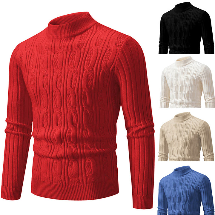 Knitted sweater for men with raised magnetic pattern and high collar Lune London