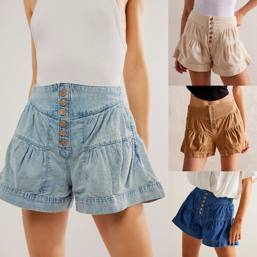 Casual women's shorts with button details and elastic waistband Amarae
