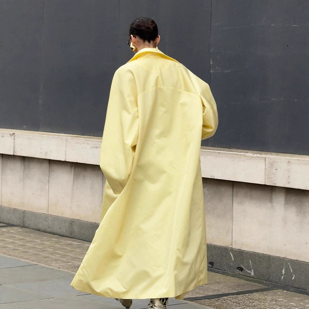 Ladies Maxilength Oversize Coat in Cocoon Cut with Concealed Button Placket Amarae