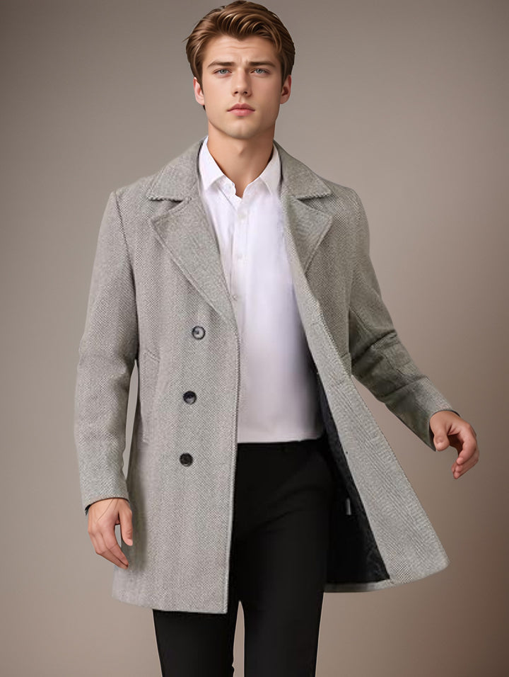Elegant reversible coat for men with double-breasted buttons and hidden belt Amarae