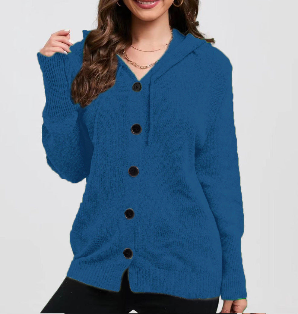 Ladies Cozy Hooded Jacket with Chic Buttons and Style