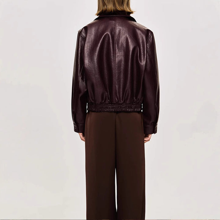 Faux leather jacket for women with a trendy cut and an elastic waist Lune London
