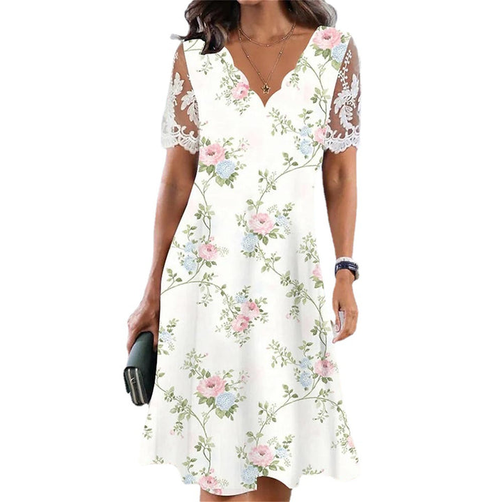 Lune London floral lace sleeve A-line dresses