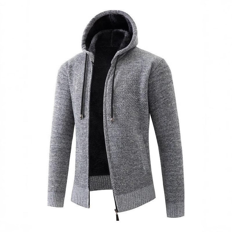Comfortable fleece jacket for men with hood Lune London