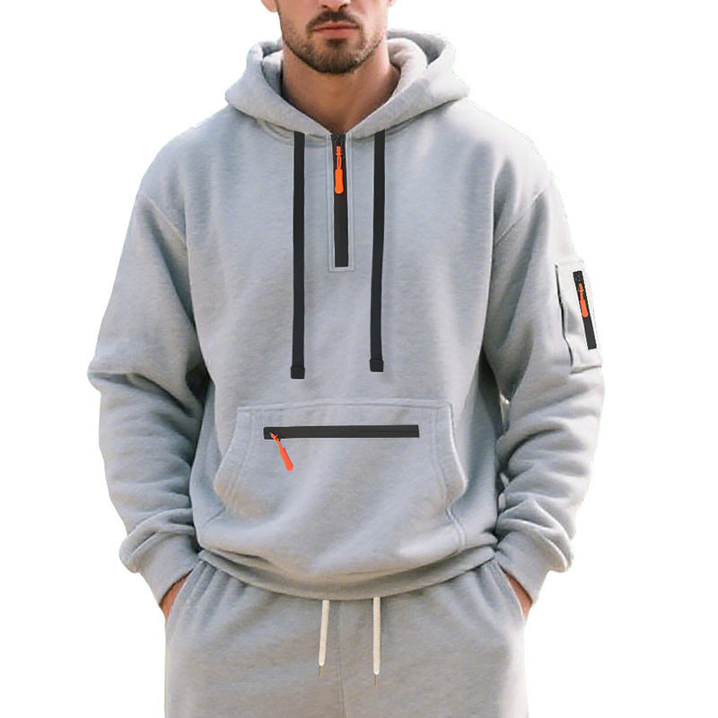 Trendy men's hoodie with innovative zipper elements Lune London