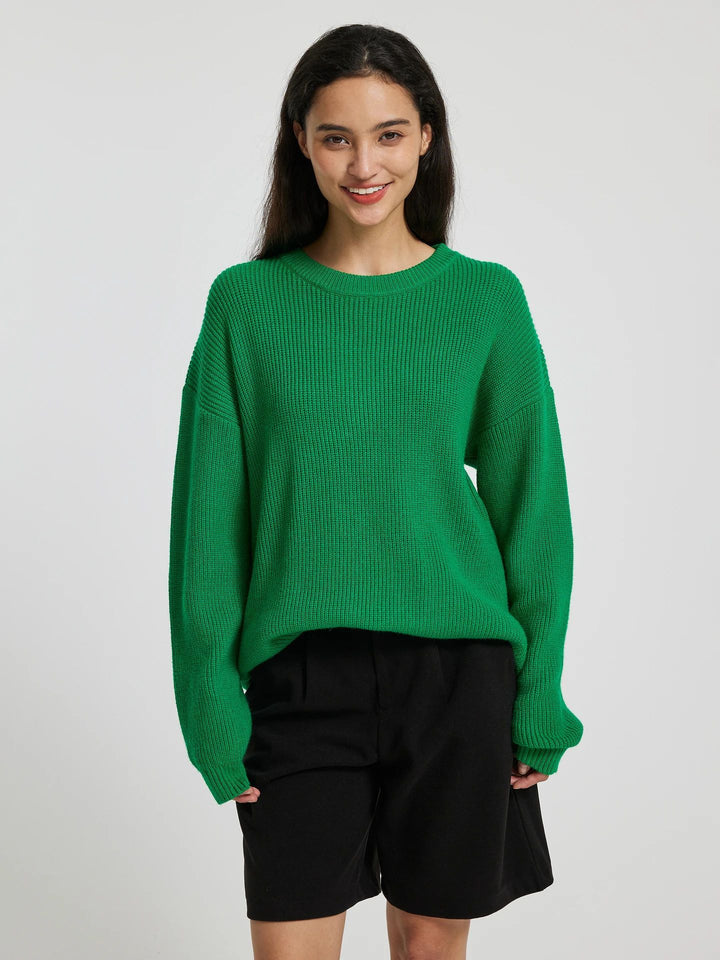 Ladies chunky knit sweater with relaxed fit and dropped shoulder seams Lune London