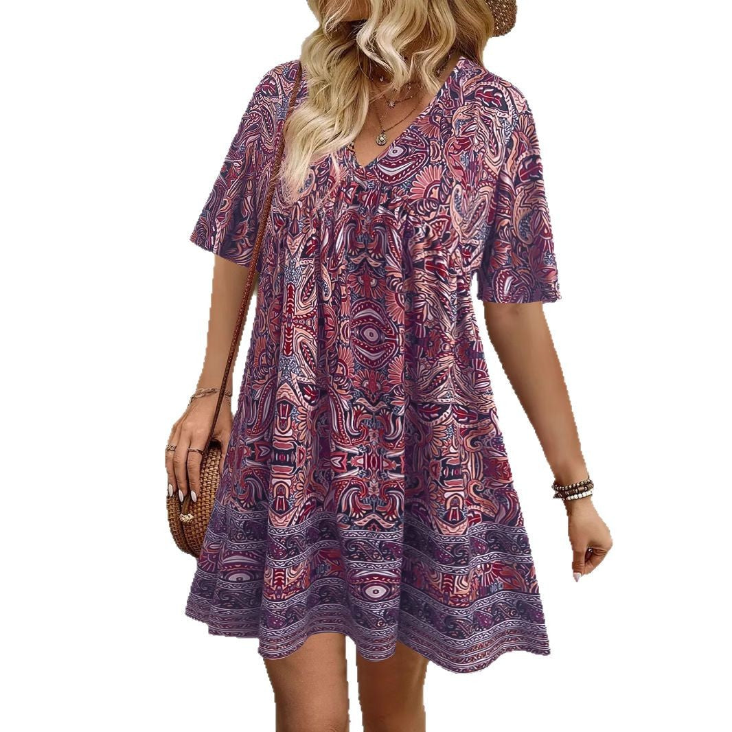 Ladies Bohemian Printed Floating Dress Lune London