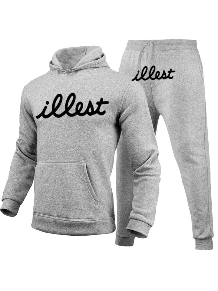 Men's hoodie and jogger pants set with catchy inscription Lune London