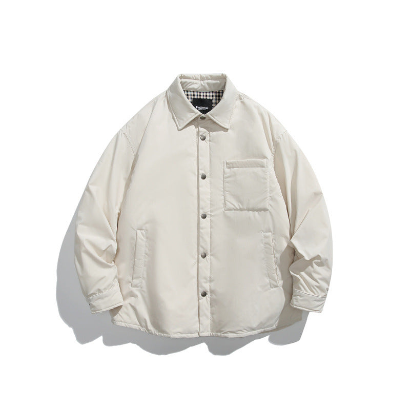 Unisex Boxy padded shirt jacket with snap buttons, chest pocket and thermal lining Amarae