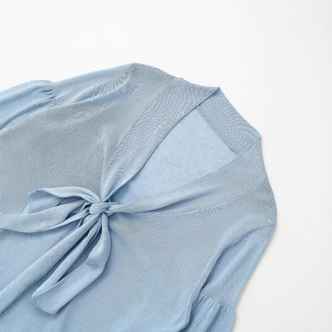 Blouse aérienne femme avec détails de volants romantiques et bande à nouer Chic & Stil