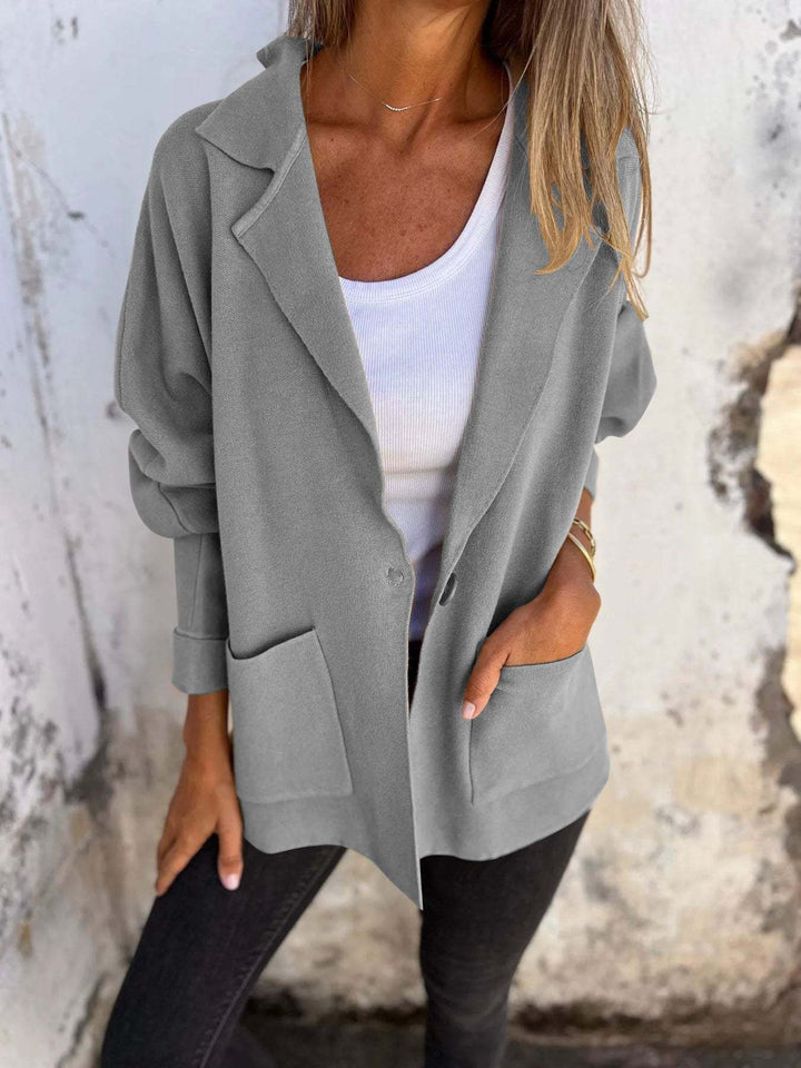 Women Casual Oversized Blazer with Practical Pockets and Button Closure Lune London
