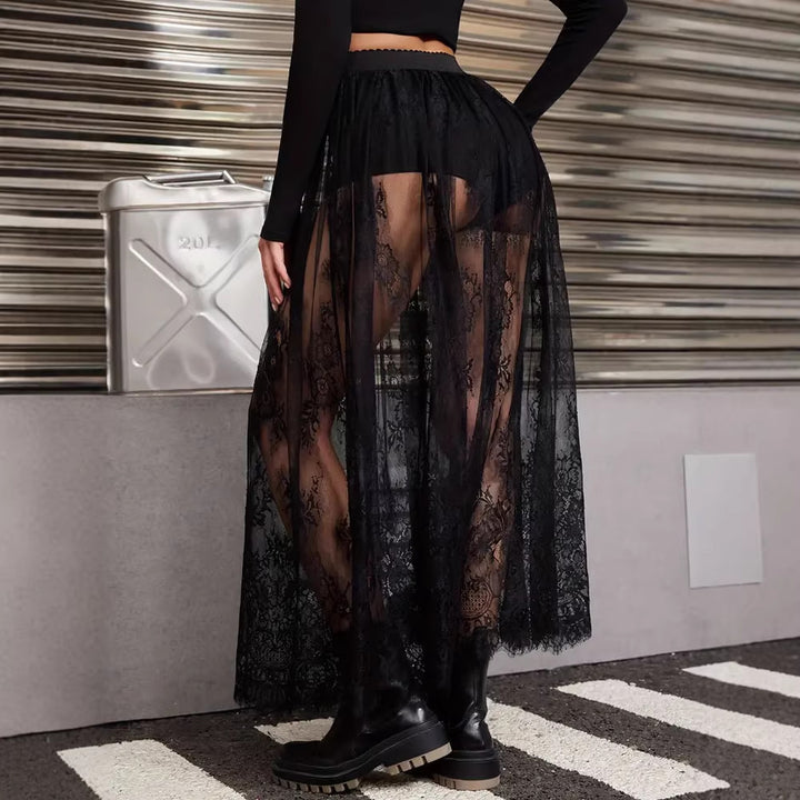 Women Elegant Lace Maxi Skirts with High Waist Lune London