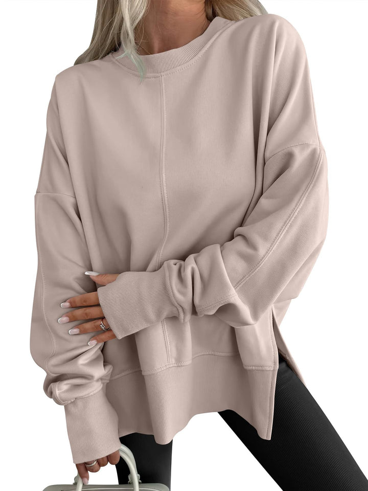 Women's Oversize Sweatshirt with Center Seam, Extended Hem, and Ribbed Cuffs Amarae