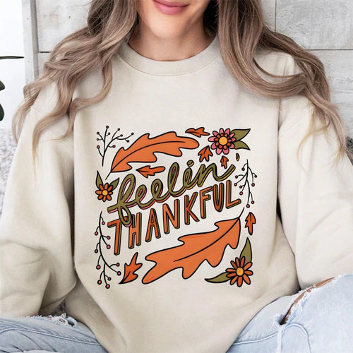 Sweat-shirt femme avec motif automnal coloré et lettrage inspirant Chic & Stil