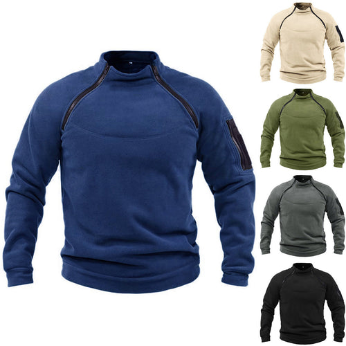 Pull-over thermique en polaire pour hommes avec col montant et poches pratiques Amarae