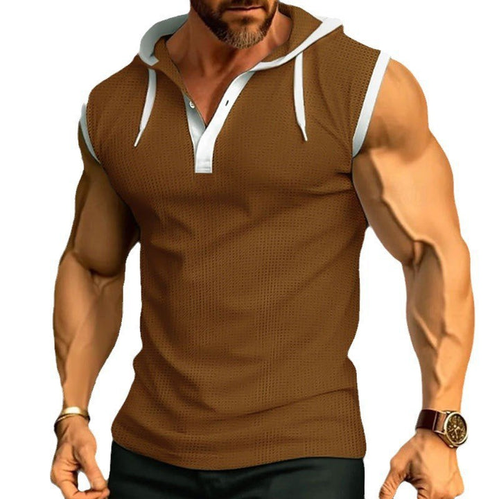 Sleeveless polo for men with modern cut and practical hood Amarae