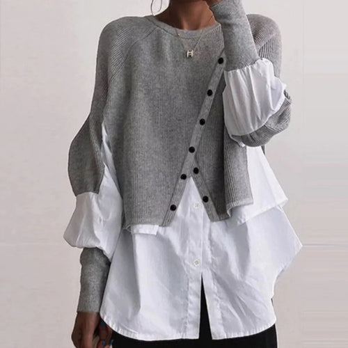 Pull féminin en couches avec col à la mode Chic & Stil
