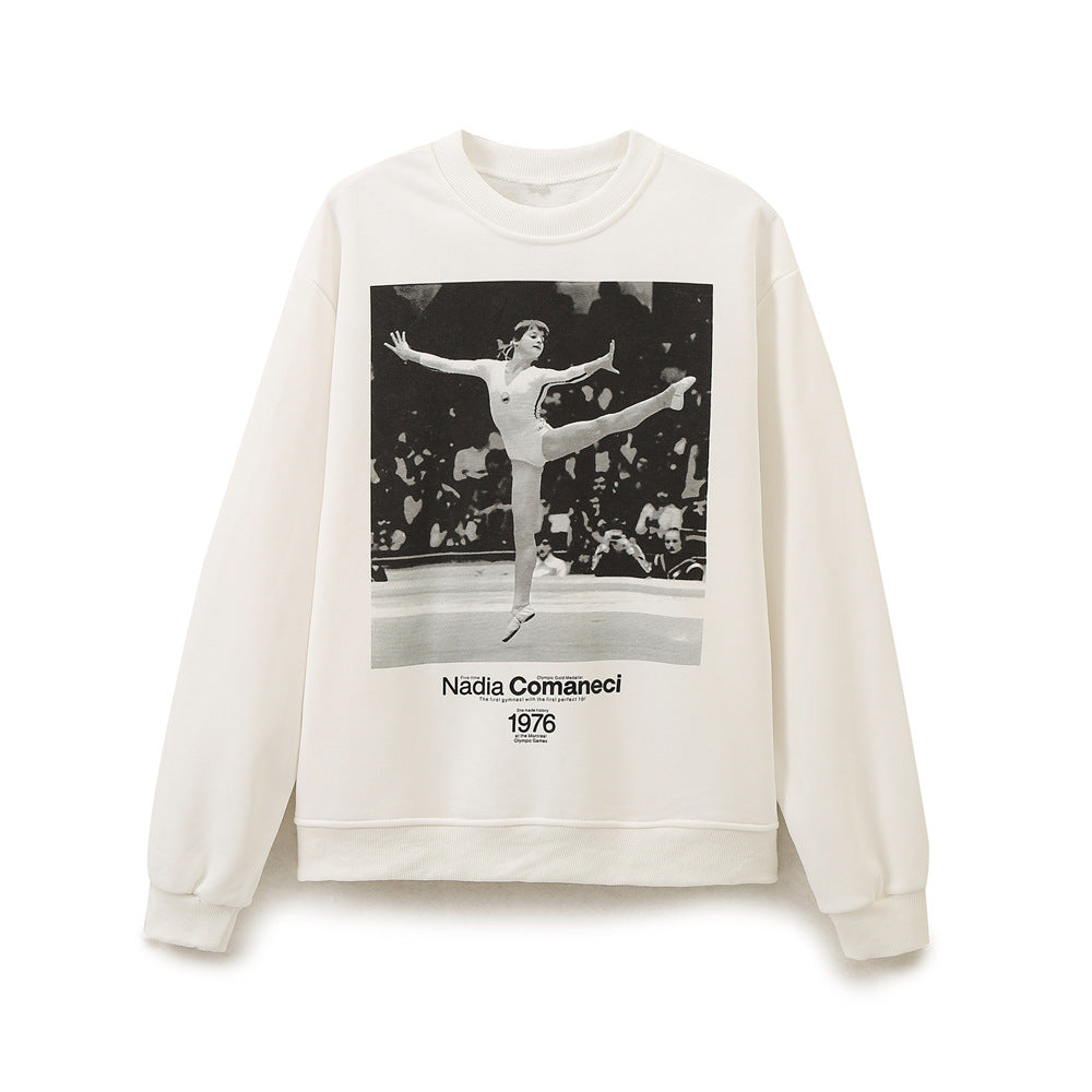 Women's sweatshirt with graphic print and high collar Lune London