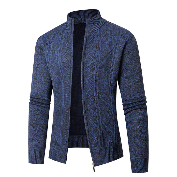 Men's knit jacket with elegant patterns and a modern high collar Lune London