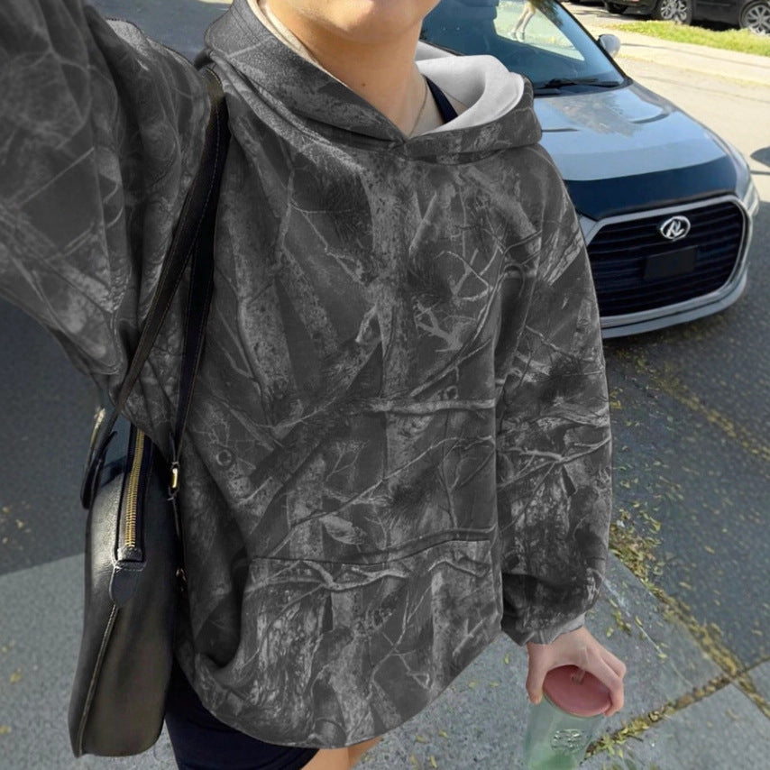 Sweat à capuche décontracté pour femmes avec motif camouflage Chic & Stil
